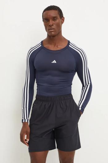 Tréninkové tričko s dlouhým rukávem adidas Performance Techfit tmavomodrá barva, s potiskem, IW0657