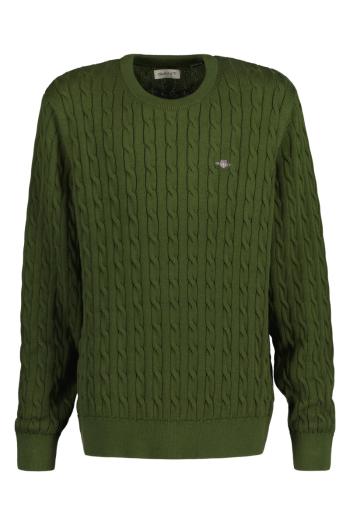 SVETR GANT SHIELD COTTON CABLE C-NECK KALE GREEN