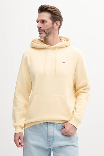 Mikina Tommy Jeans pánska, žltá farba, s kapucňou, jednofarebná, DM0DM20742