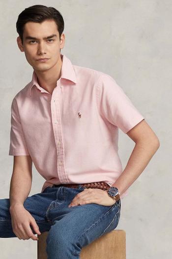 Bavlněná košile Polo Ralph Lauren růžová barva, regular, s límečkem button-down