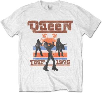 Queen Tričko 1976 Tour Silhouettes Unisex White XL