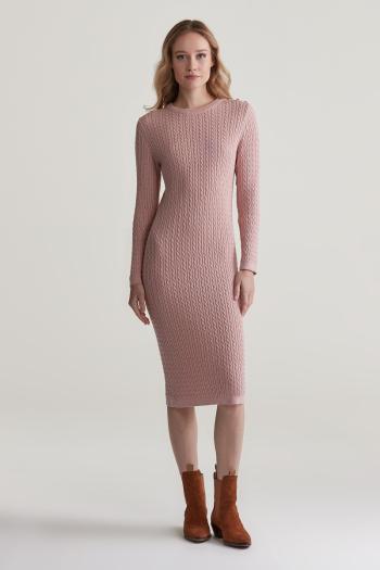 ŠATY GANT MINI CABLE KNIT DRESS DUSTY PINK