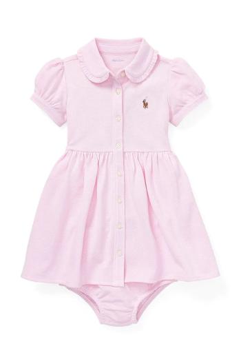 Dětské bavlněné šaty Polo Ralph Lauren růžová barva, mini, 310734896001