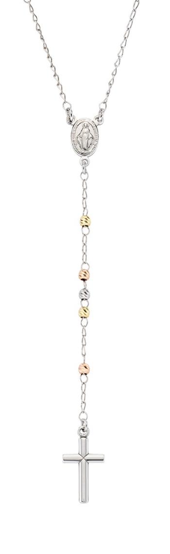 Amen Stříbrný tricolor náhrdelník růženec Rosary CRO30BBRGD