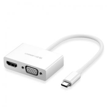 Ugreen MM123 adaptér USB-C - HDMI / VGA, biely (MM123)