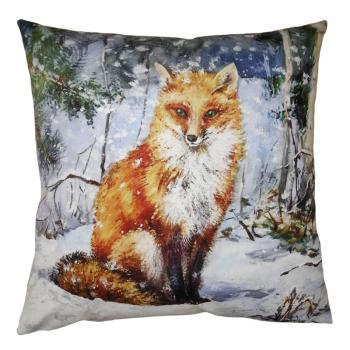 Zimní sametový povlak na polštář s liškou Fox - 45*45 cm KT021.348