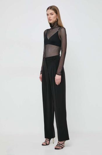 Kalhoty Patrizia Pepe dámské, černá barva, jednoduché, high waist, 8P0598 A6F5