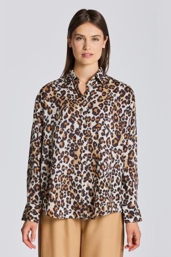 KOŠILE GANT D2. RELAXED LEOPARD MODAL SHIRT RICH BROWN