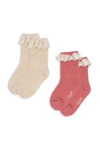 Detské ponožky Konges Sløjd 2 PACK POINTELLE SOCKS 2-pak ružová farba, KS102892