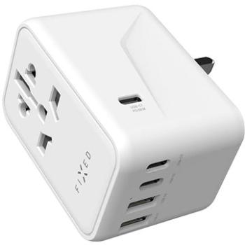 FIXED Travel GaN Adapter EU UK USA/AUS s 3xUSB-C a 2xUSB výstupem PD 65W bílý (FIXCT65-3C2A-WH)