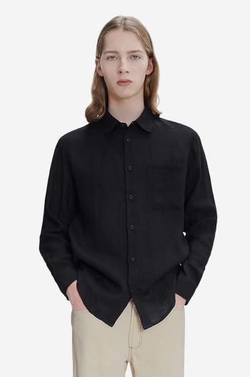 Košile A.P.C. Chemise Cassel pánská, černá barva, regular, s klasickým límcem, LIAEK-H12545 BLACK