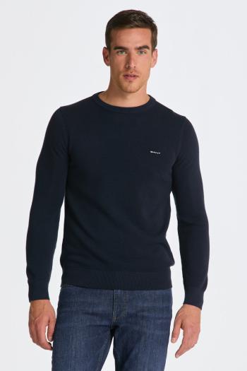 SVETR GANT COTTON PIQUE C-NECK EVENING BLUE