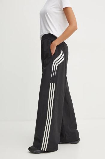 Kalhoty adidas Originals dámské, černá barva, široké, high waist, IW5509