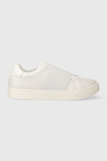 Kožené sneakers boty Calvin Klein CLEAN CUPSOLE SLIP ON bílá barva, HW0HW02007