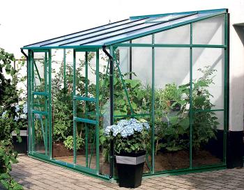 Skleník ke stěně VITAVIA IDA 5200 polykarbonát zelený Dekorhome Polykarbonát 4 mm