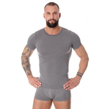 Pánské tričko Brubeck Wool Comfort s krátkým rukávem  Dark Grey  XL