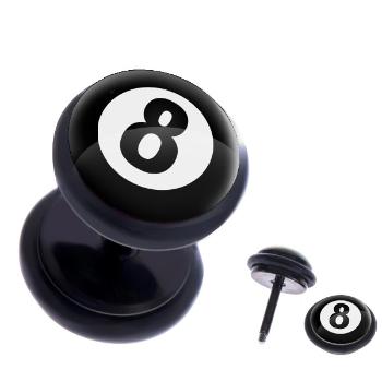 Oceľový fake plug do ucha s motívom biliardovej gule
