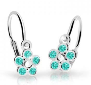 Cutie Jewellery Dětské kytičkové náušnice z bílého zlata C2744-10-X-2 světle zelená