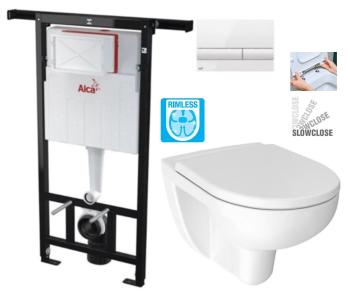 ALCADRAIN Jádromodul předstěnový instalační systém s bílým tlačítkem M1710 + WC JIKA LYRA PLUS RIMLESS + SEDÁTKO DURAPLAST SLOWCLOSE AM102/1120 M1710 LY2