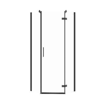 CERSANIT Pětiúhelný sprchový kout JOTA 80X80X195, PRAVÝ, průhledné sklo, černý S160-011