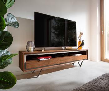 TV stolek Stonegrace 175 cm akácie hnědá kamenina 3 zásuvky 1