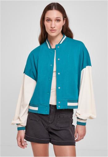 Urban Classics Ladies Oversized 2 Tone College Terry Jacket watergreen/whitesand - XXL