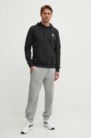 Bavlněná mikina adidas Originals pánská, černá barva, s kapucí, hladká, IW5789