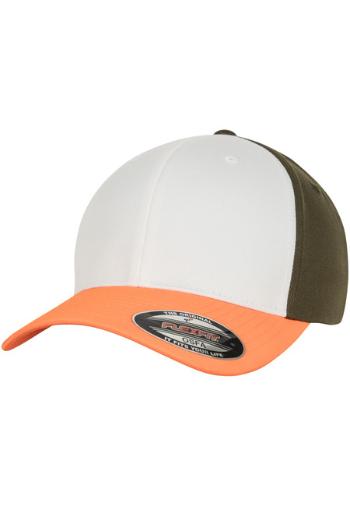 Urban Classics 3-Tone Flexfit neonorange/white/olive - S/M