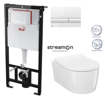 ALCADRAIN Sádromodul předstěnový instalační systém s bílým tlačítkem M1710 + WC CERSANIT INVERTO + SEDÁTKO DURAPLAST SOFT-CLOSE AM101/1120 M1710 IN1