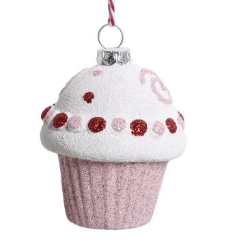 Růžová vánoční ozdoba Muffin Candy - 6*7cm 52078307