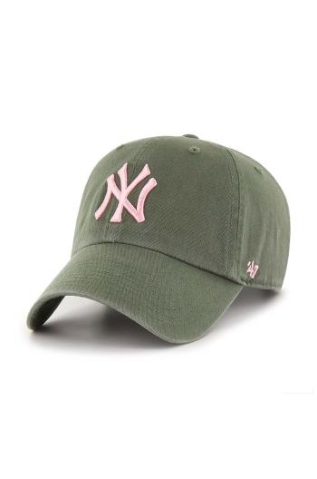 Bavlněná baseballová čepice 47 brand MLB New York Yankees zelená barva, s aplikací, B-NLRGW17GWS-MSA