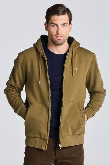 MIKINA GANT D2. SHERPA FLEECE ZIP SWEAT HOODIE ARMY GREEN