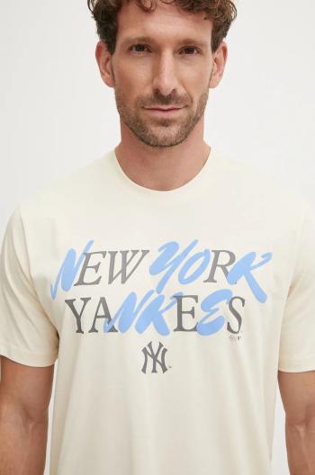 Bavlněné tričko 47 brand MLB New York Yankees béžová barva, s potiskem, BB017TEPUFF636101Y0