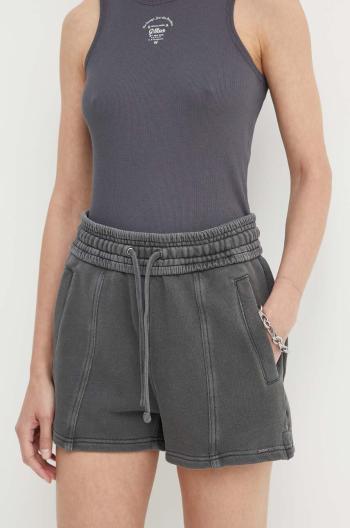 Bavlněné šortky G-Star Raw šedá barva, hladké, high waist, D24571-D575