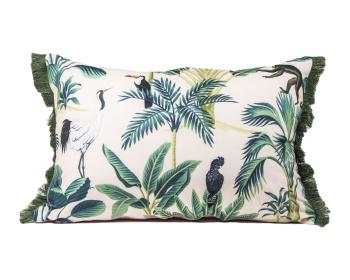 Růžový sametový polštář Tropical Bird - 35*50cm 283-19-087