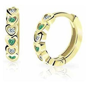 Cutie Jewellery Dětské kruhové náušnice ze žlutého zlata C3339-80-X-1 zelená