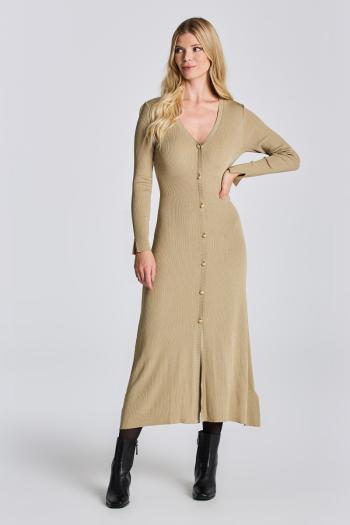 ŠATY GANT D2. RIB CARDIGAN DRESS GOLD