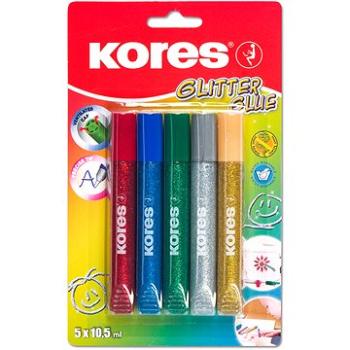 KORES Glitter glue 5 × 10,5 ml, se třpytkami (9023800750006)