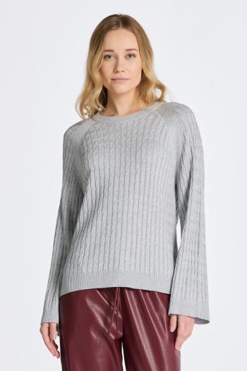 SVETR GANT CABLE KNIT C-NECK LIGHT GREY MELANGE