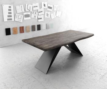 Jídelní stůl Edge 200x100 XL akácie platina podnož ve tvaru "V"