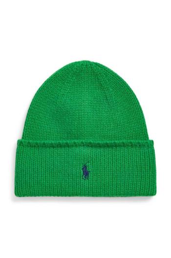 Vlněná čepice Polo Ralph Lauren zelená barva, 455954355