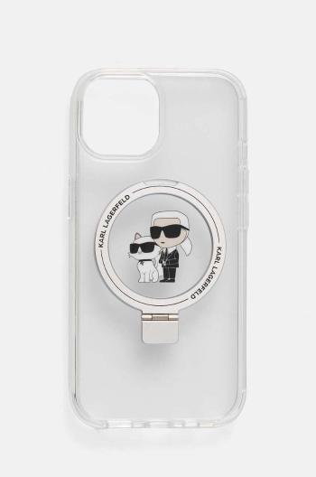 Obal na telefon Karl Lagerfeld iPhone 15 / 14 / 13 6.1 pruhledná barva, KLHMP15SHMRSKCH