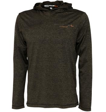 Savage gear mikina fighter stretch hoodie burnt olive melange - s