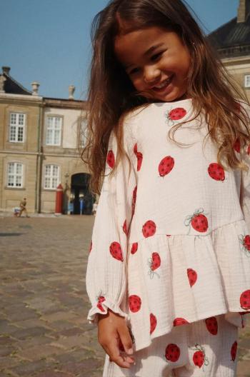 Dětská bavlněná halenka Konges Sløjd COCO LADYBUG BLOUSE GOTS béžová barva, vzorovaná, KS102212