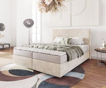 Boxspring postel Dream-Well 160x200 cm manšestr béžová