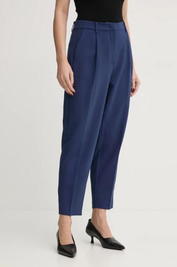 Kalhoty Bruuns Bazaar CindySus Dagny pants dámské, tmavomodrá barva, přiléhavé, high waist, BBW2393