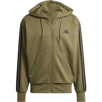 adidas M 3 STRIPES FL FZ HD Férfi pulóver, khaki, méret XXL