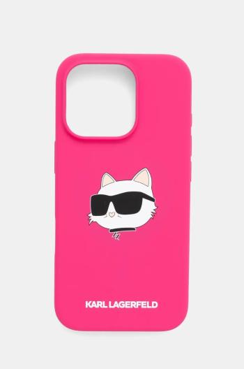 Obal na telefon Karl Lagerfeld iPhone 16 Pro 6.3 růžová barva, KLHMP16LSCHPPLF