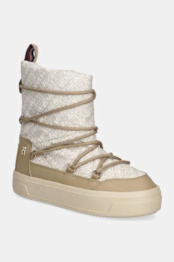 Sněhule Tommy Hilfiger LACE-UP MONOGRAM SNOWBOOT béžová barva, FW0FW08430