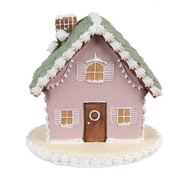 Růžová vánoční perníková chaloupka Gingerbread House - 13*13*12 cm 6PR4355